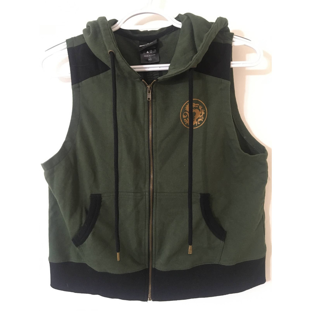 Sleeveless Hooded Zip Vest - Green